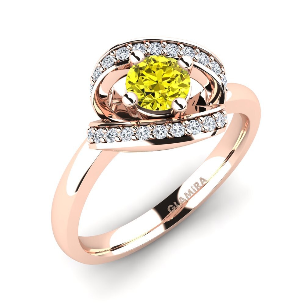 14ct Rose Gold Yellow Diamond Engagement Ring Kelly