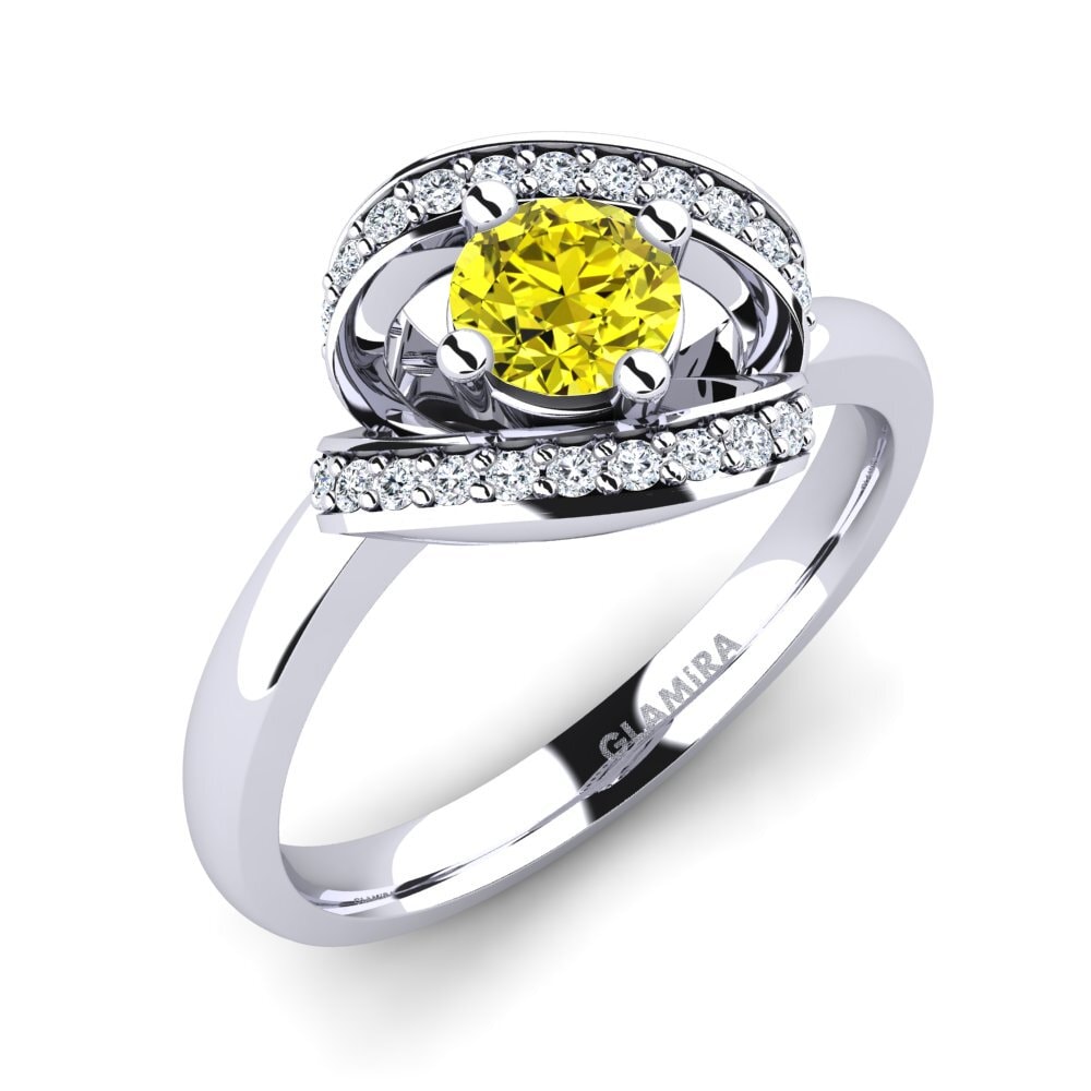 Platino 950 Diamante Amarillo Anillo de compromiso Kelly