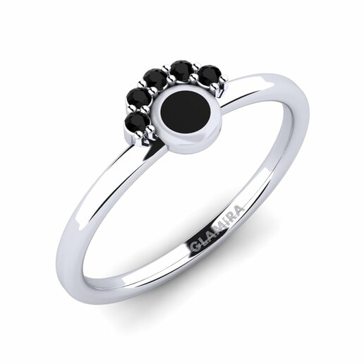 Ring Taneka 585 White Gold & Black Diamond