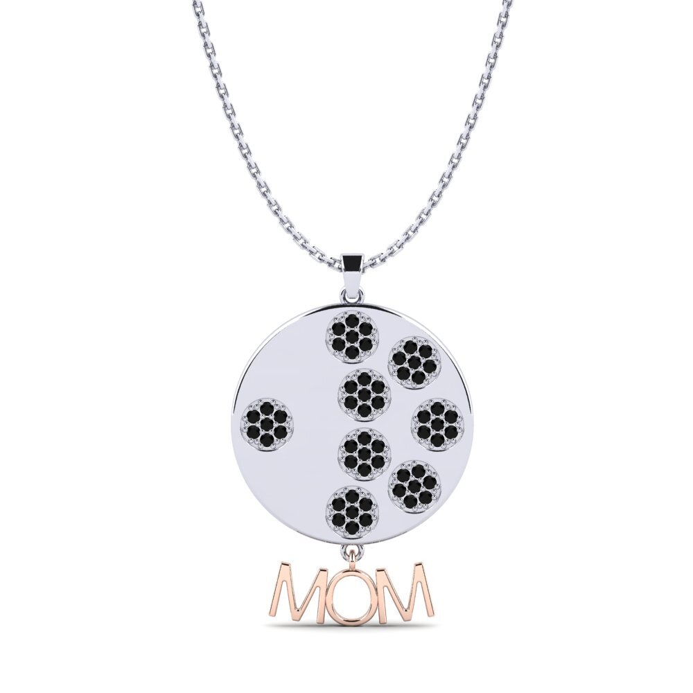 14k Oro Blanco & Rosa Zafiro negro Colgante de Mujer Kelsi