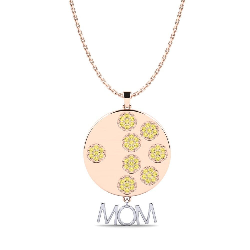 14k Oro Rosa & Blanco Zafiro amarillo Colgante de Mujer Kelsi