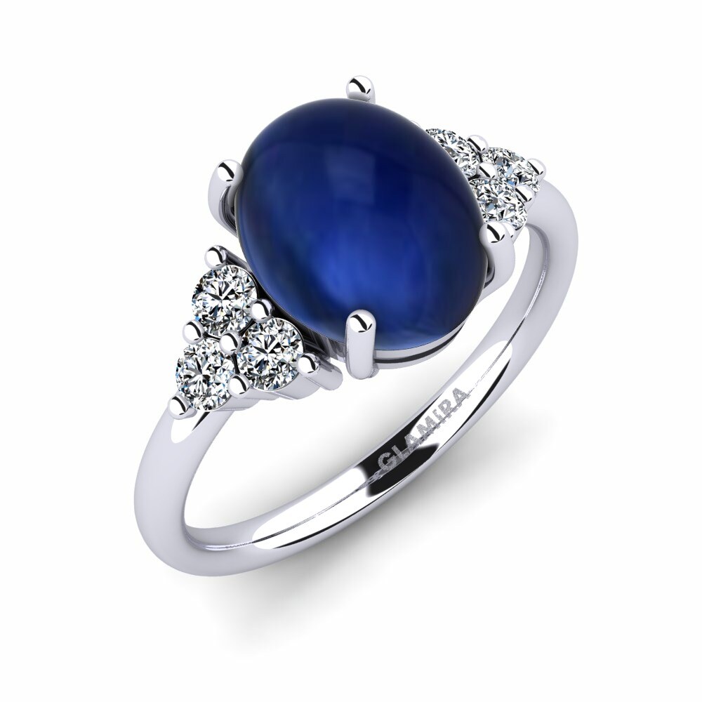Cabochon Rings Kenina 585 White Gold Sapphire (Lab Created)