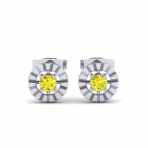 Pendientes Kenora Oro Blanco 585 & Diamante Amarillo