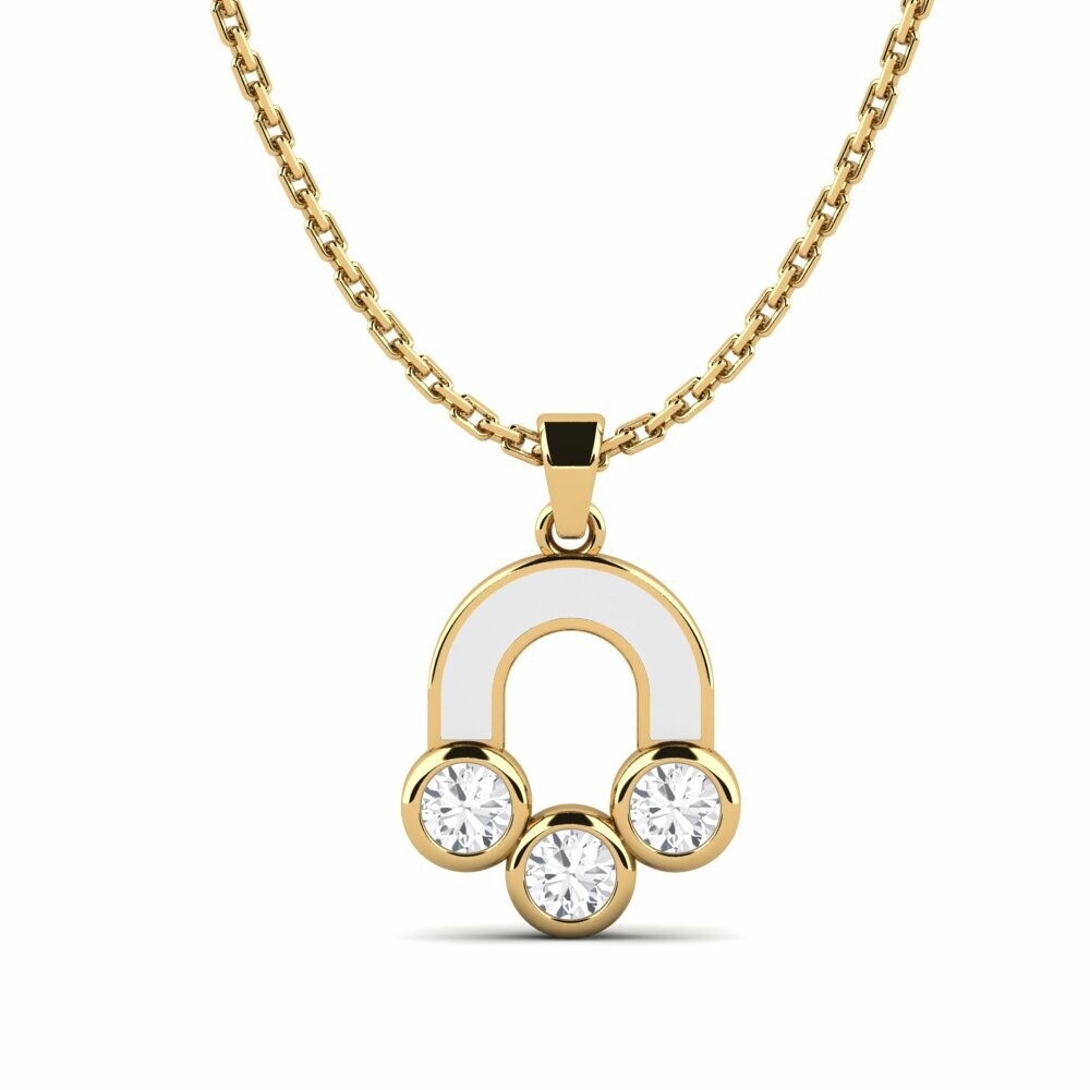 Vàng 9K Đá Sapphire Trắng Mặt dây chuyền nữ Kentro