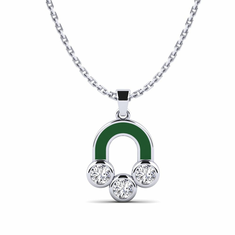 Vàng Trắng 14K Tròn Đá Moissanite Mặt dây chuyền nữ Kentro