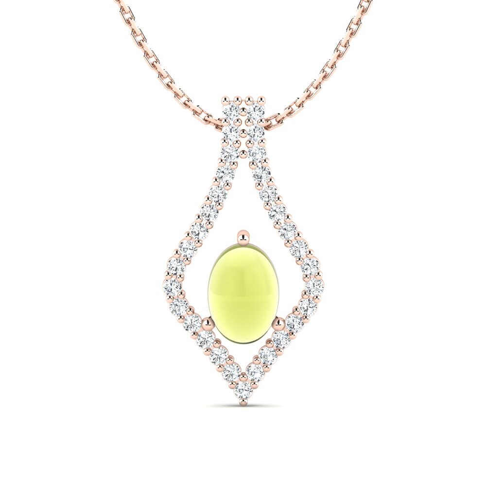 14k Oro Rosa Topacio Limón Cabujón Colgante de Mujer Kenyada