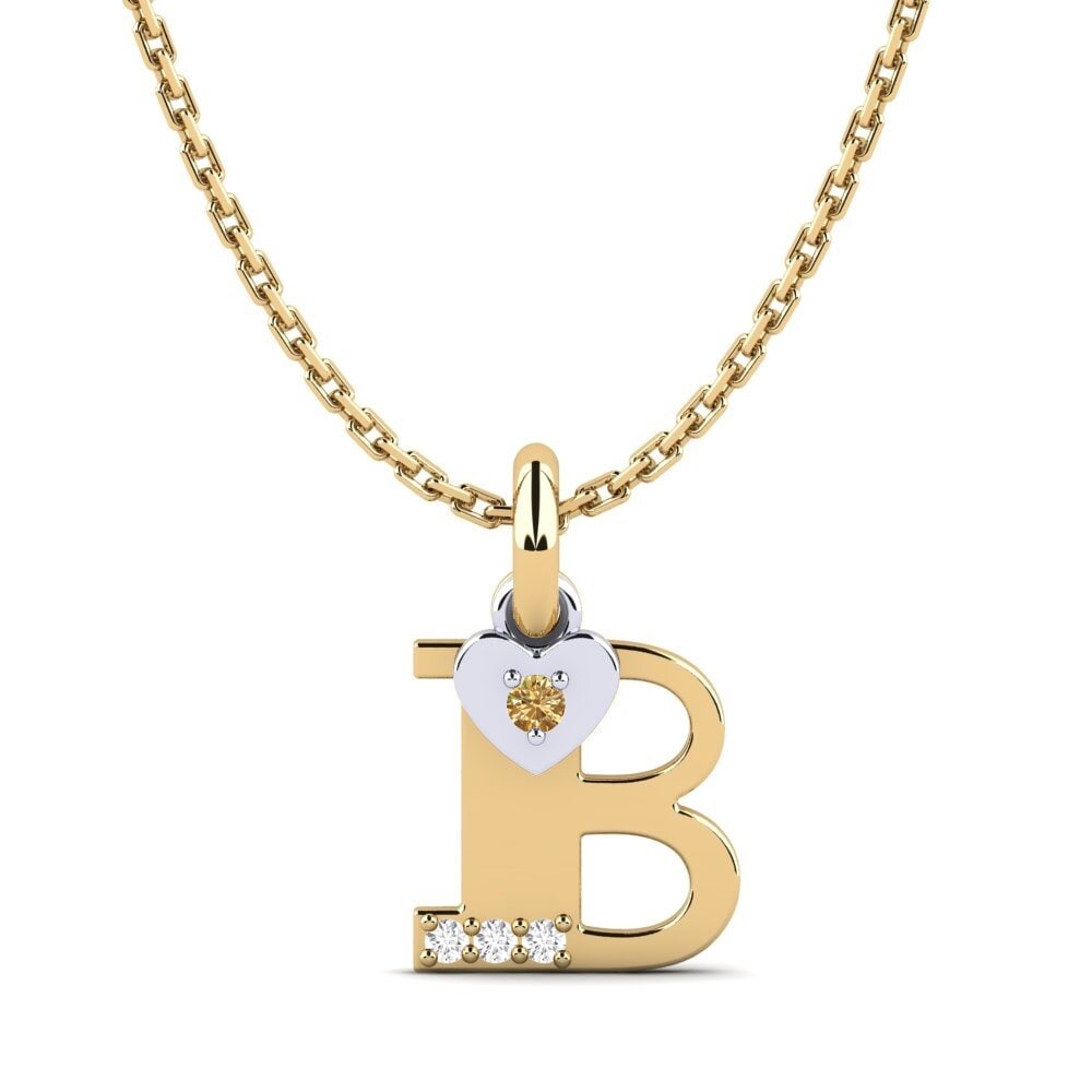 Collares 18k Oro Amarillo/Blanco Diamante café Inıcıal y Nombre