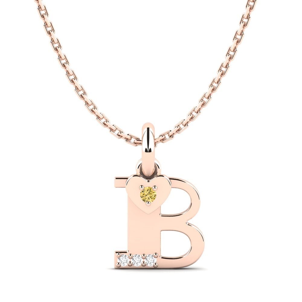Initial & Name Yellow Diamond 14ct Rose Gold Necklaces