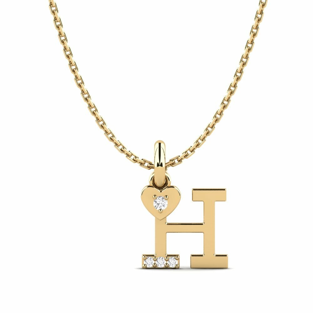 Initial & Name Kids Necklaces Pendant Kepolosan - H 585 Yellow Gold White Sapphire