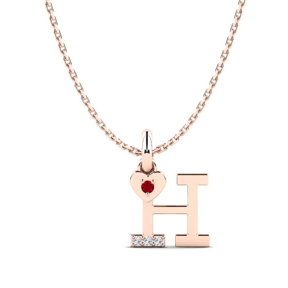 14k Oro Rosa Circonita Roja Colgante para Niño Kepolosan - H