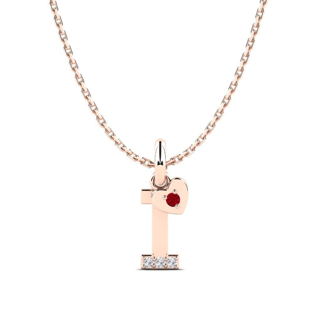 14k Oro Rosa Circonita Roja Colgante para Niño Kepolosan - I