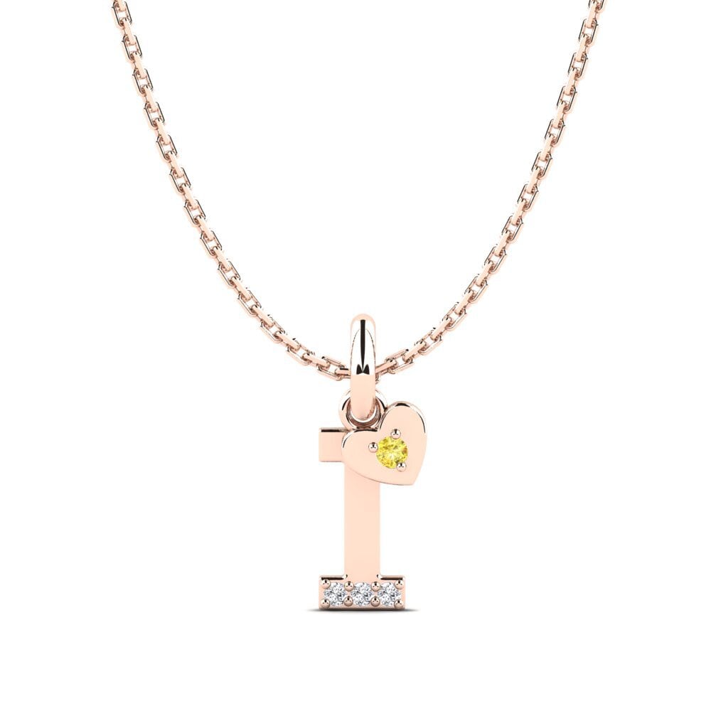 14k Oro Rosa Zafiro amarillo Colgante para Niño Kepolosan - I