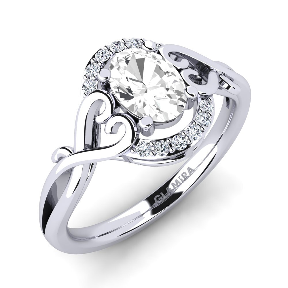 18ct White Gold Oval White Sapphire Engagement Ring Kerry