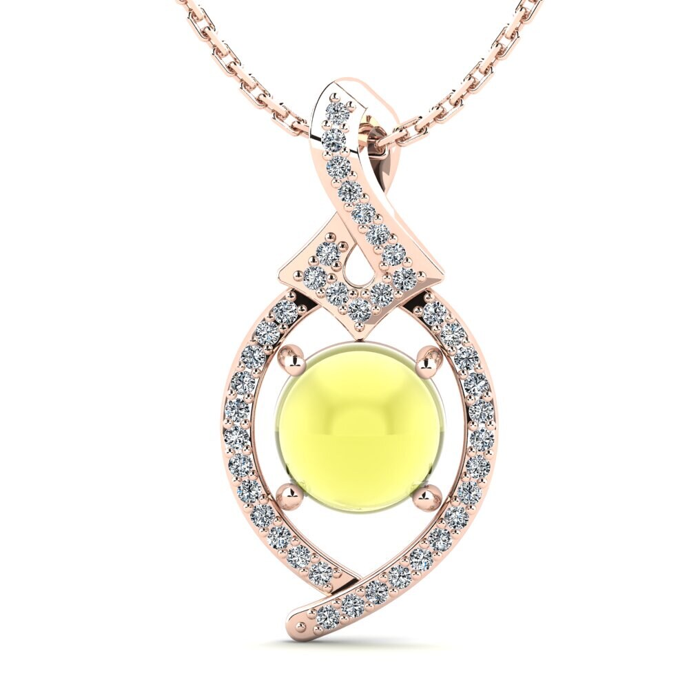 14k Oro Rosa Topacio Limón Cabujón Colgante de Mujer Keshondra