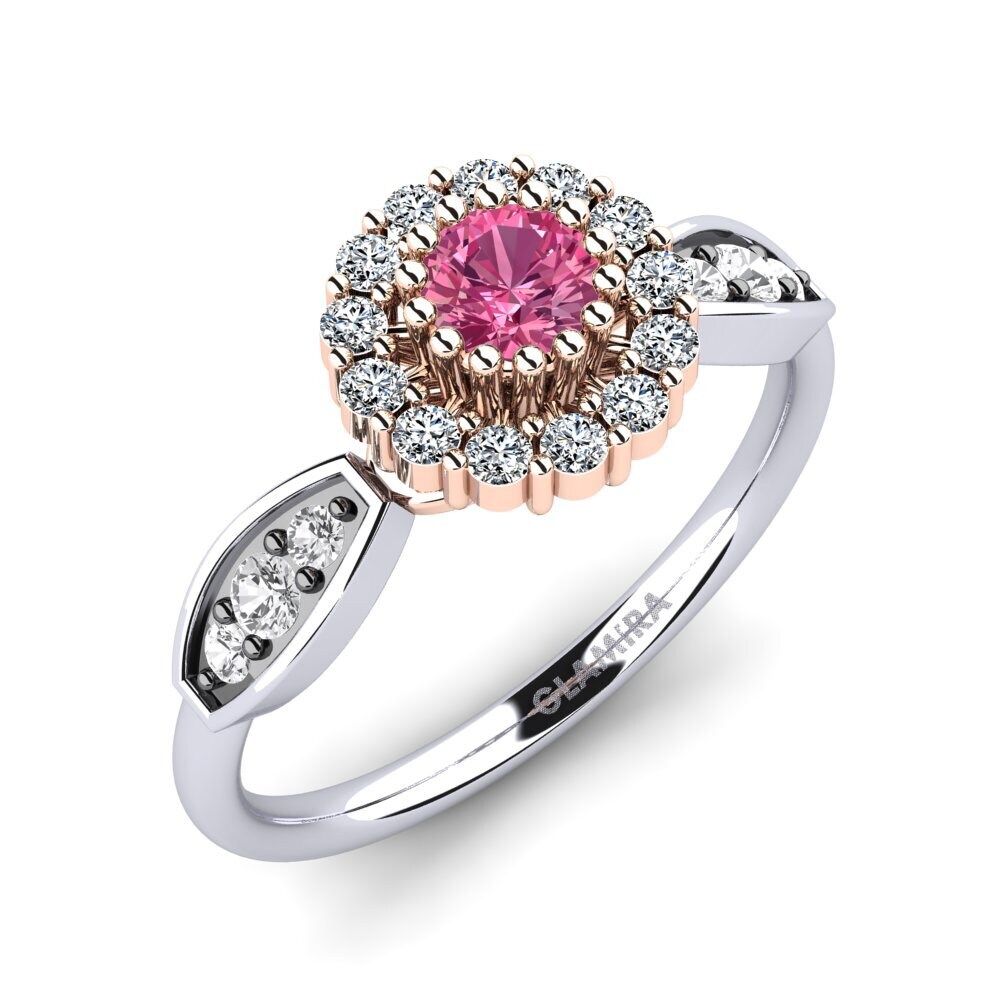 14ct White & Rose Gold Pink Tourmaline Engagement Ring Keturah