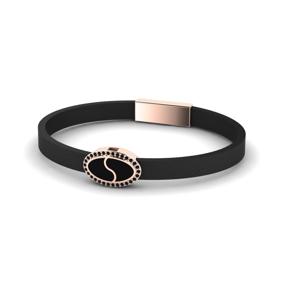 18ct Rose Gold Black Sapphire Men's Bracelet Kevin