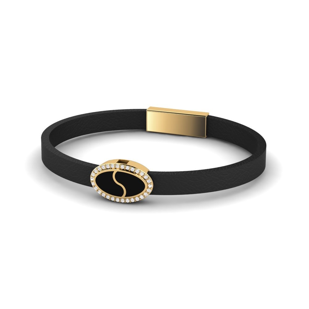 18ct Yellow Gold White sapphire Men's Bracelet Kevin