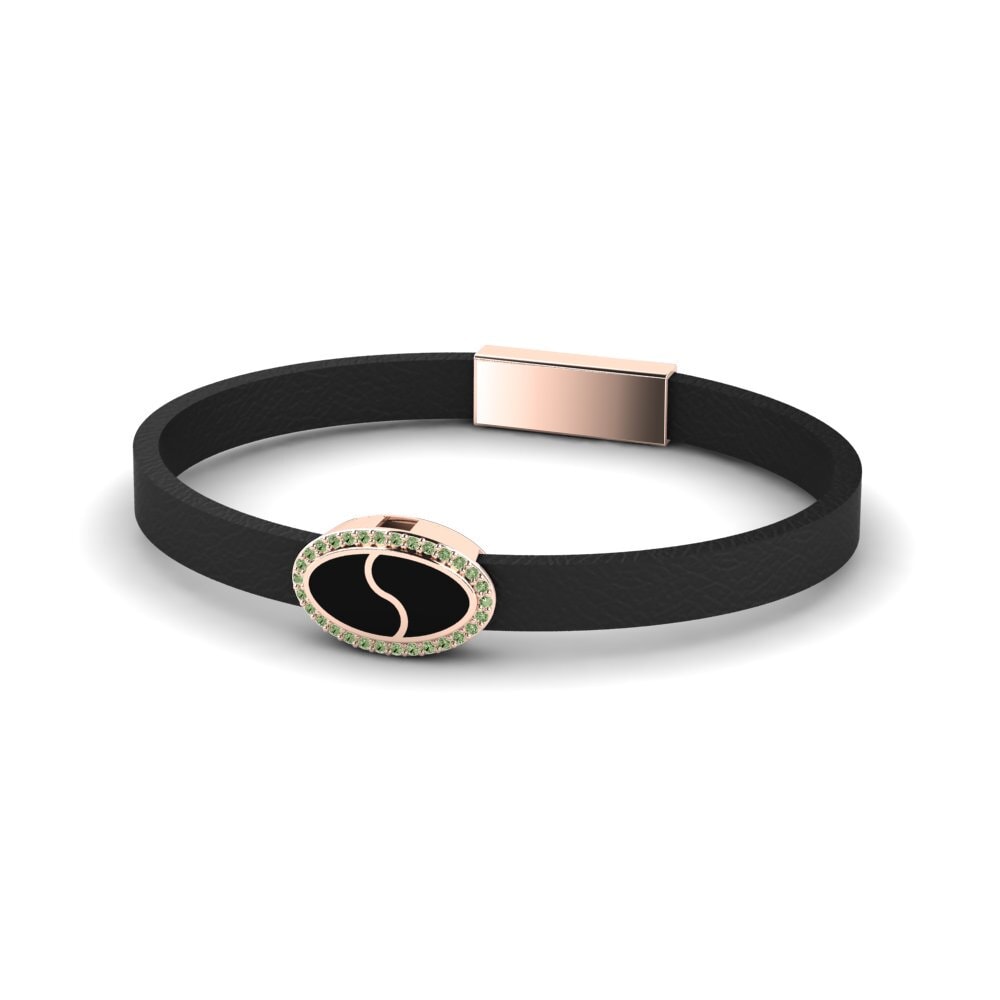 18ct Rose Gold Green Diamond Men's Bracelet Kevin