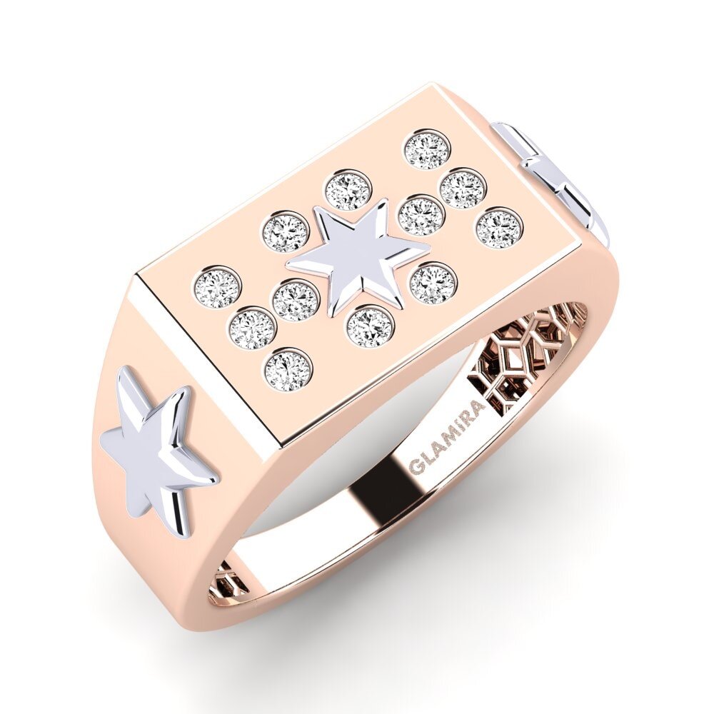 14ct Rose & White Gold Moissanite Men's Ring Kextra