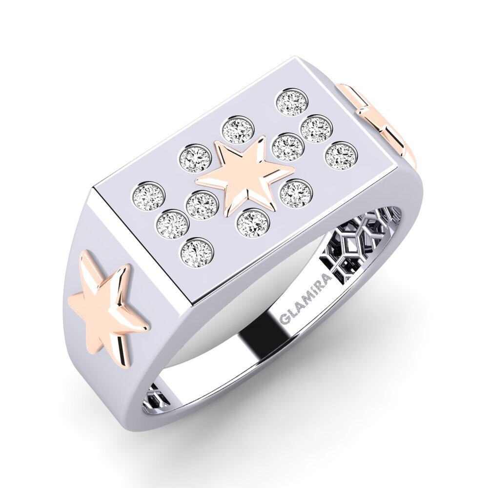 14ct White & Rose Gold Moissanite Men's Ring Kextra