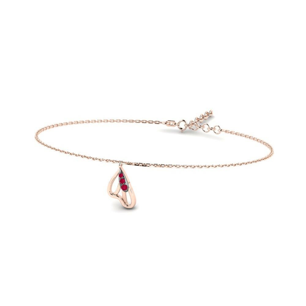 Pulsera de Mujer Khennt 14k Oro Rosa con Rodio Negro Rubí Cadena 0.038 Quilates Redondo