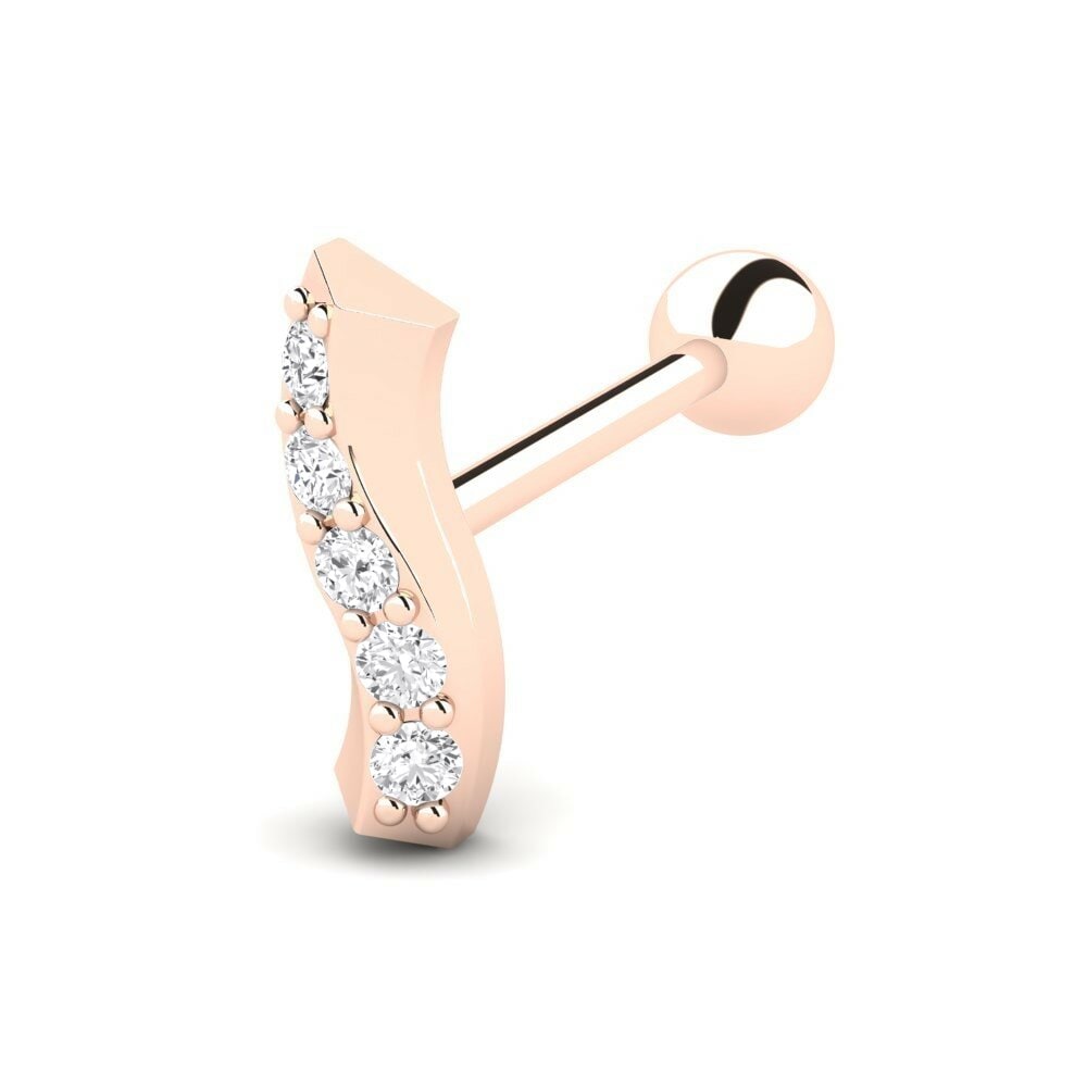 Round 0.05 Carat White Sapphire 14k Rose Gold Ear Piercing Kheseg