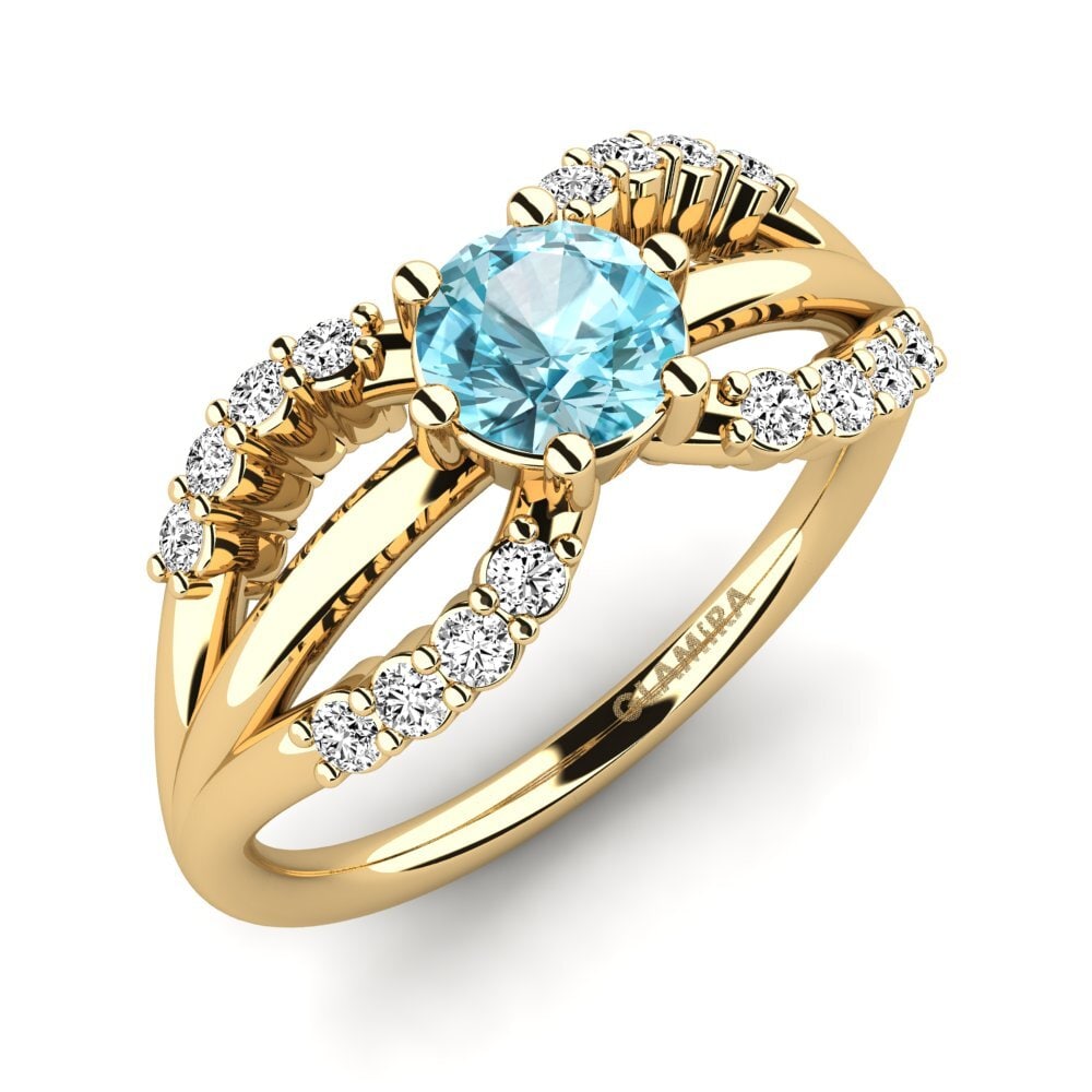 Circón Azul Anillo de compromiso Khousn