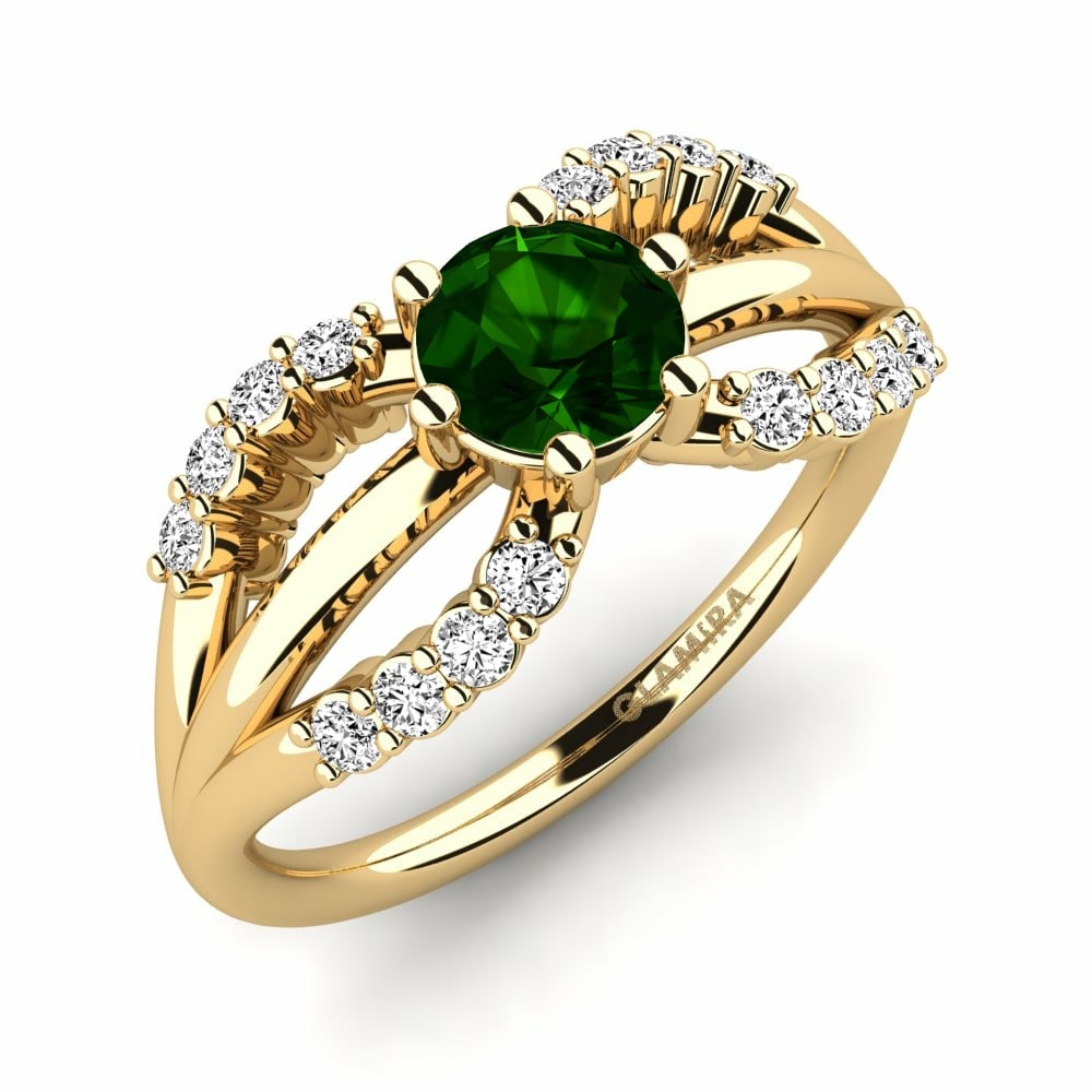 0.65 重量（克拉） 綠色碧璽 訂婚戒指 Khousn