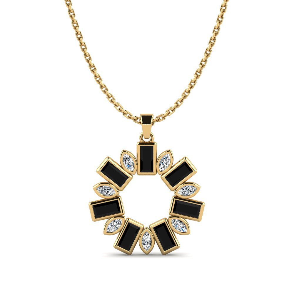 Baguette Black Sapphire Women's Pendant Khushi