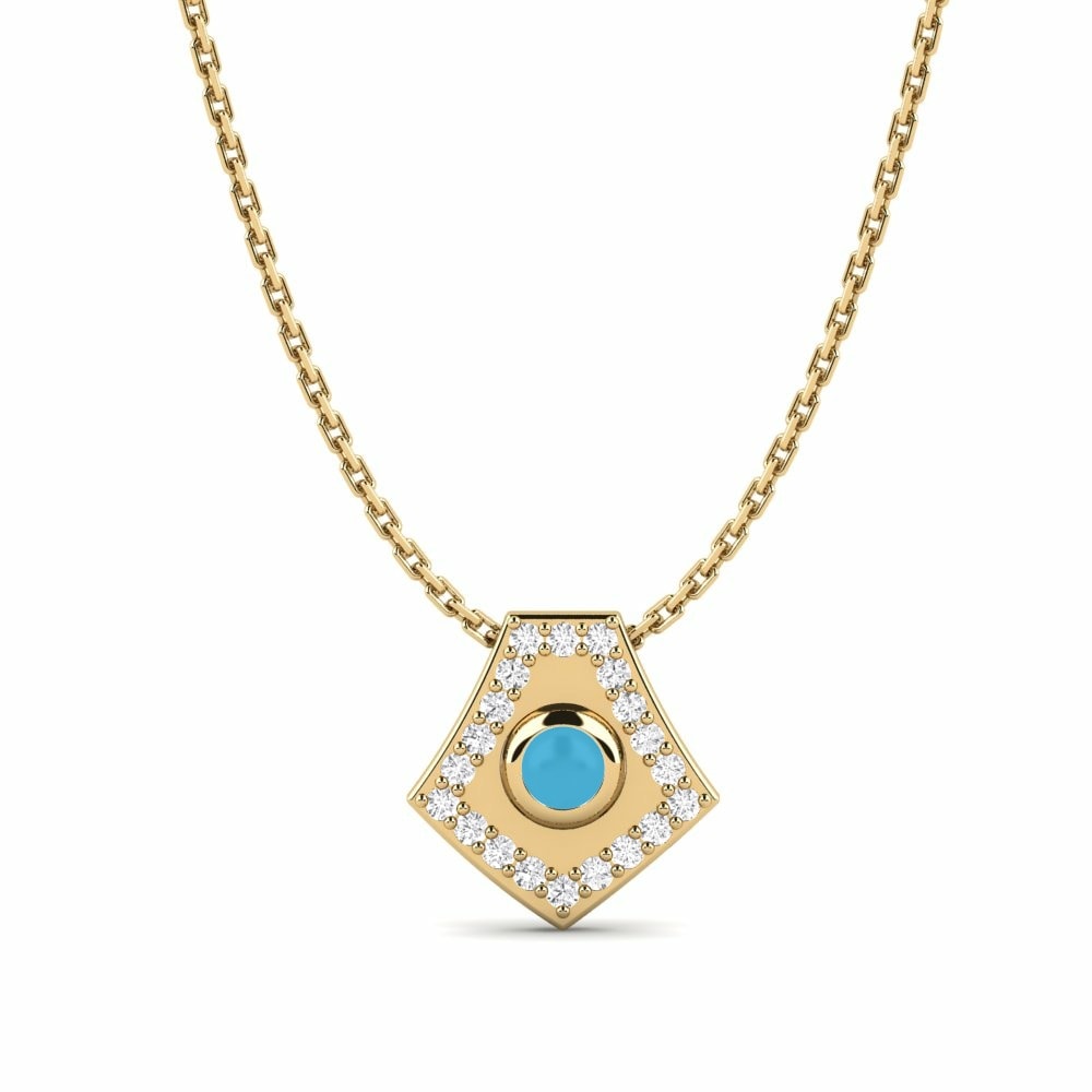 Fashion Turquoise Journey Necklaces Collection Khvaab 585 Yellow Gold White Sapphire