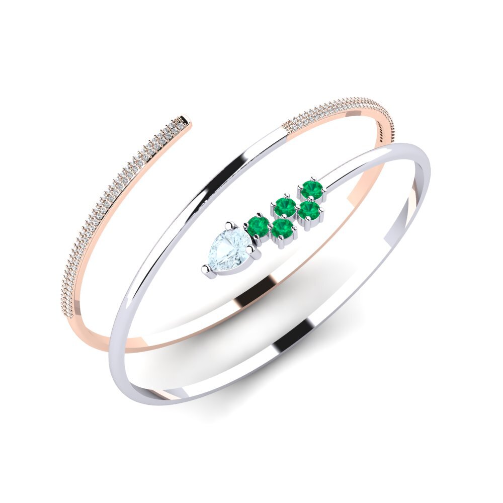 14ct White & Rose Gold Aquamarine SYLVIE Bangle Kiera