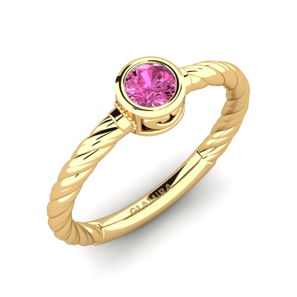 18k Oro Amarillo Topacio Rosa Anillo de Mujer Kilby