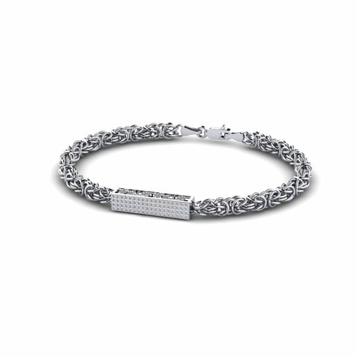 Men's Bracelet King 585 White Gold & Swarovski Crystal