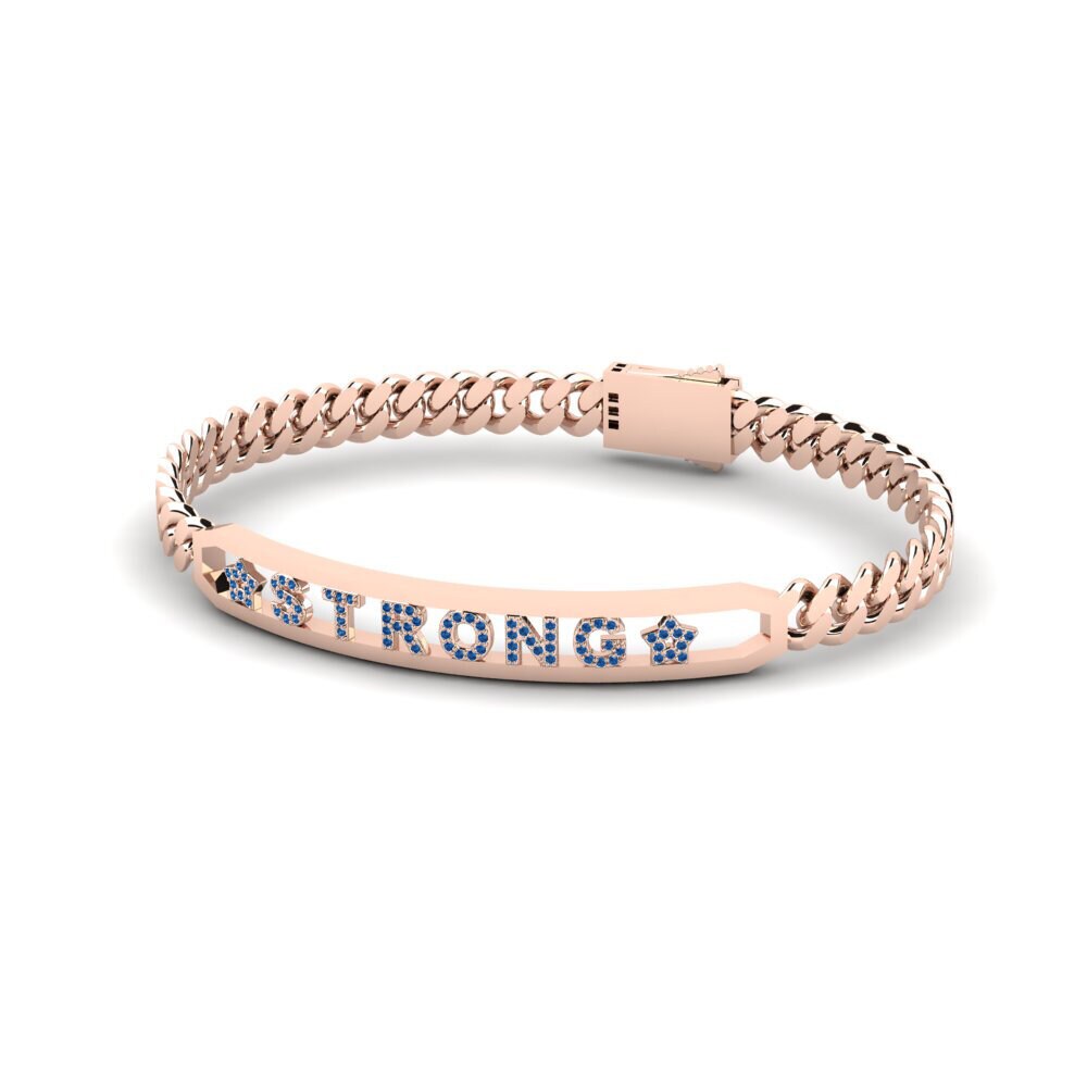 18k Oro Rosa Circonita Azul Oscuro Pulsera para hombre Kinglake