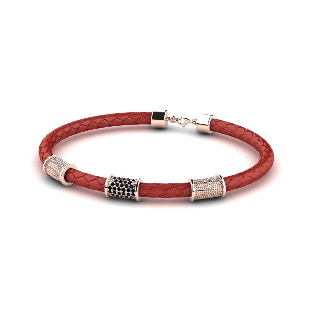 18ct Rose Gold Black Sapphire Men's Bracelet Kingston