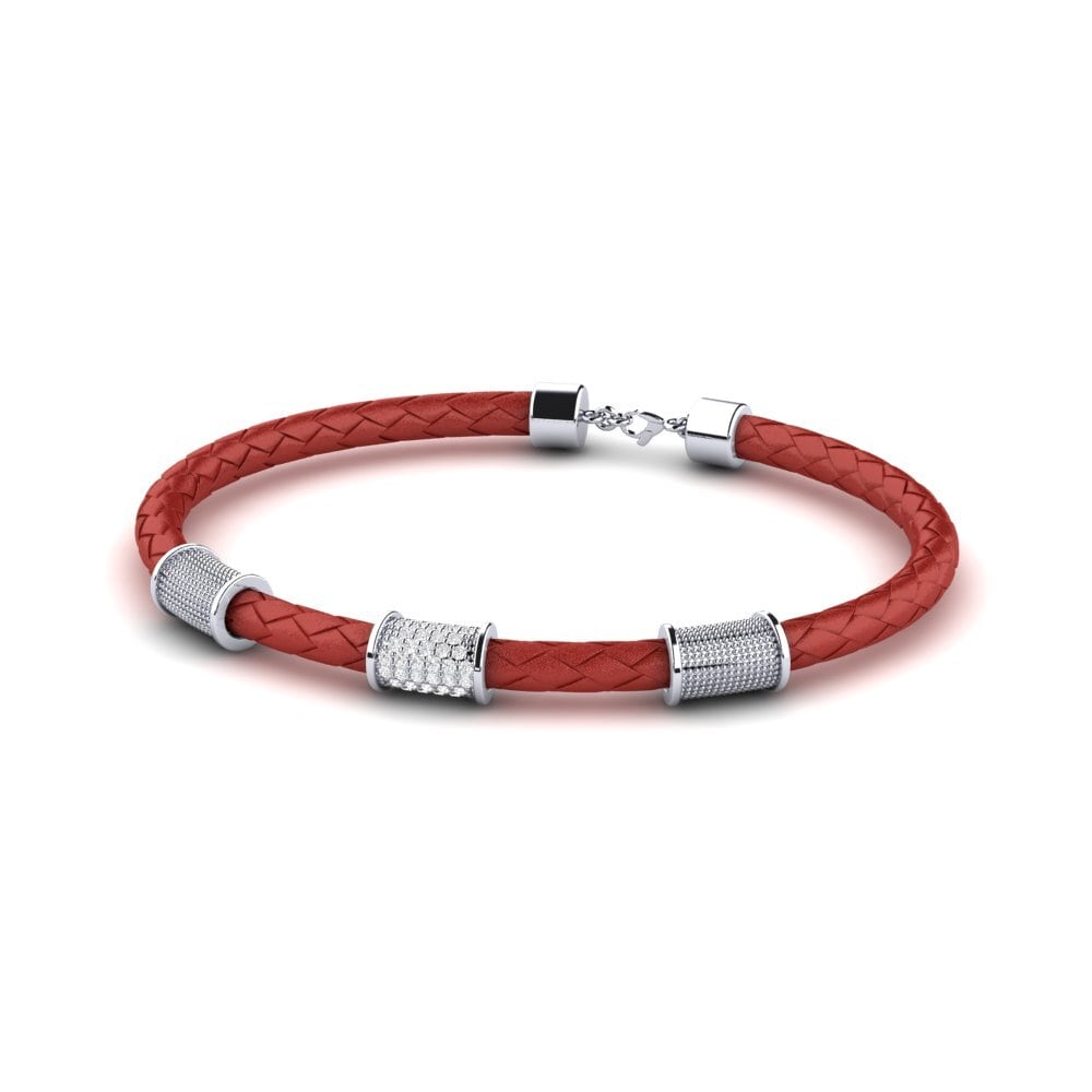 18k Oro Blanco Zafiro blanco Pulsera para hombre Kingston