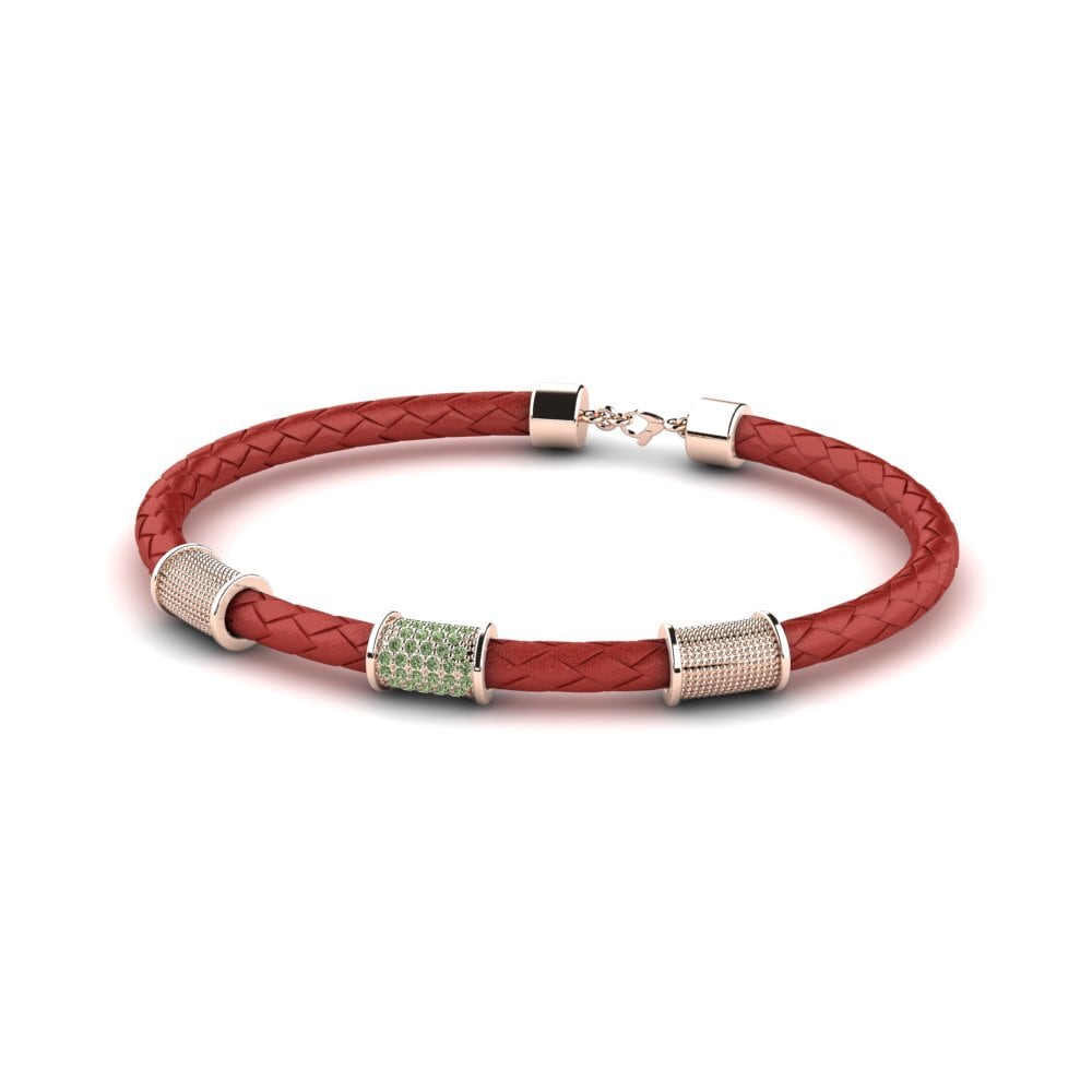 18ct Rose Gold Green Diamond Men's Bracelet Kingston
