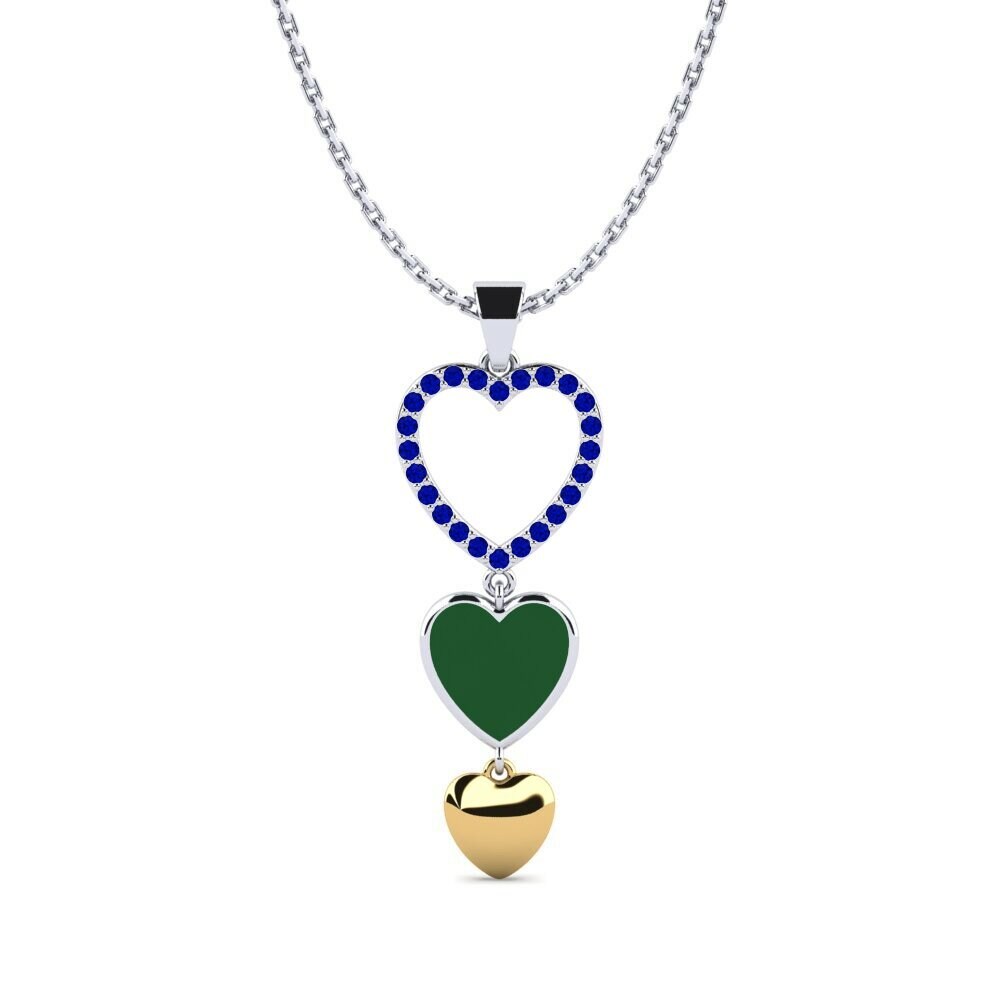 Vàng Trắng-Vàng 18K Đá Sapphire Mặt dây chuyền nữ Kino