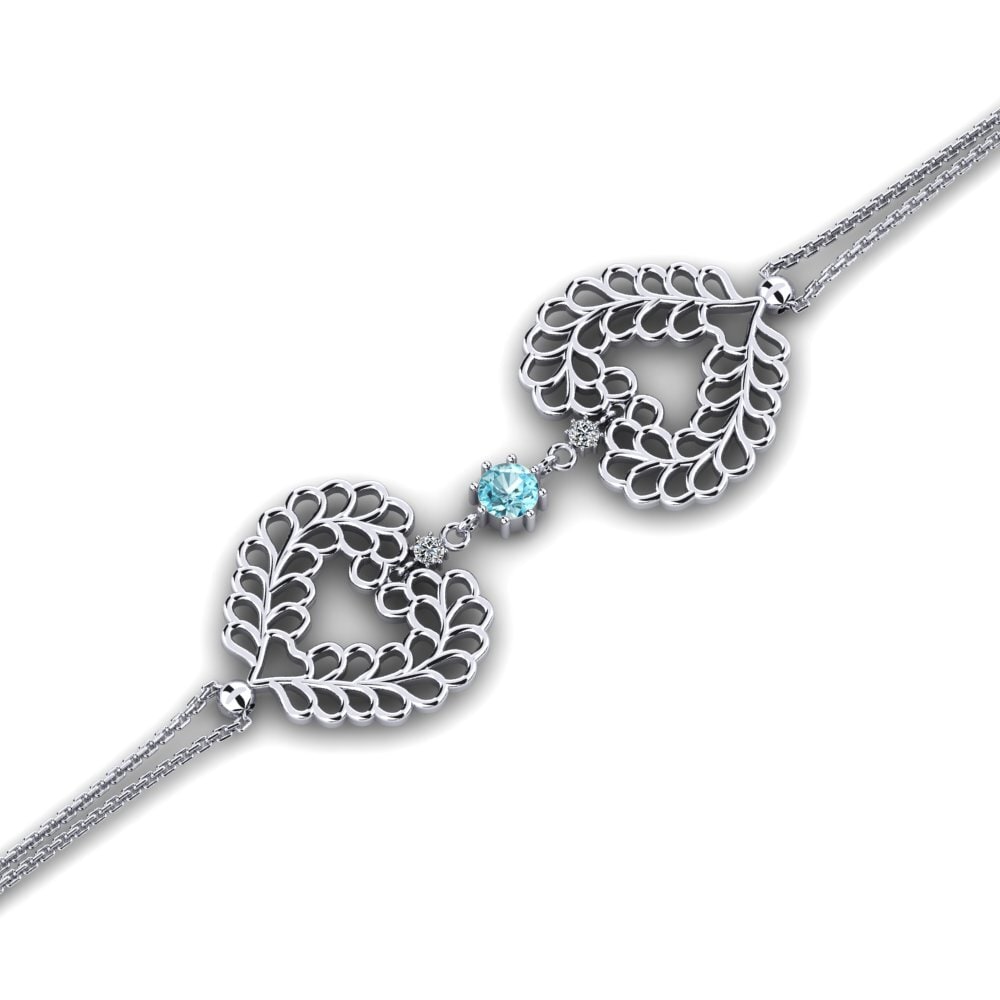 White Silver Blue Zircon Women's Bracelet Kioga