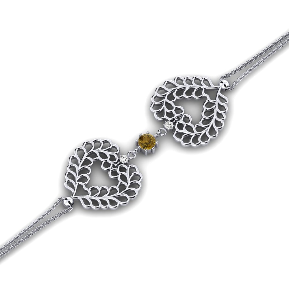 925 Prata de lei Zircão Castanha Pulseira Feminino Kioga