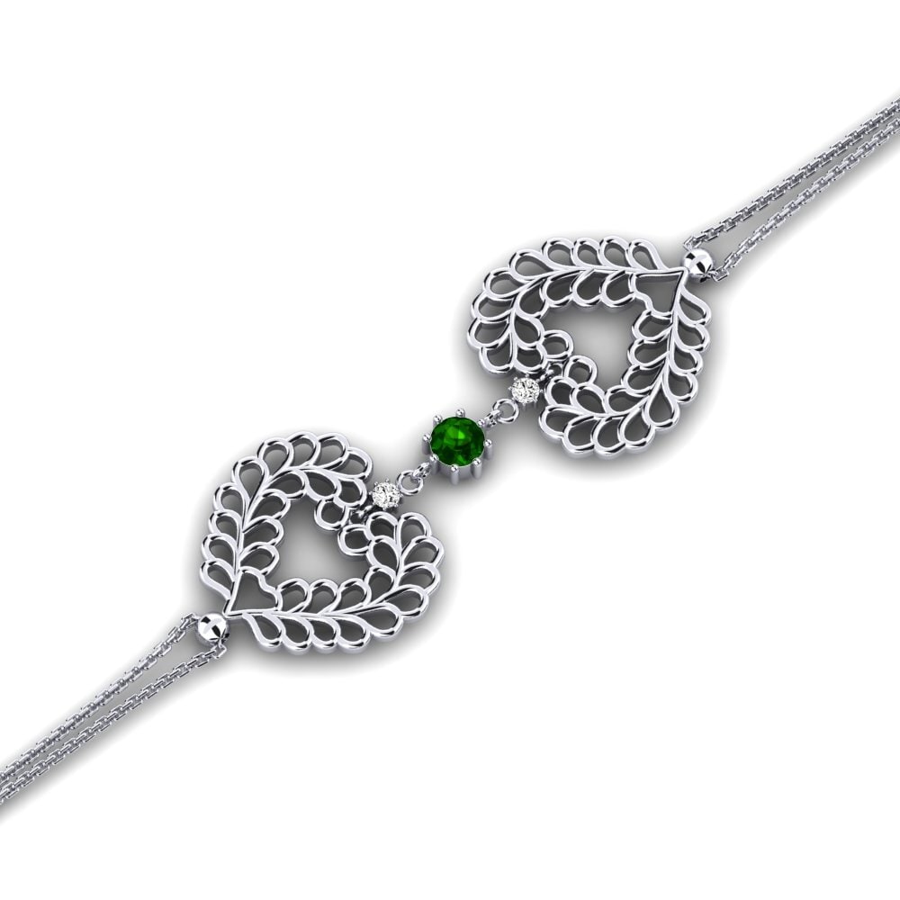925 Prata de lei Turmalina Verde Pulseira Feminino Kioga