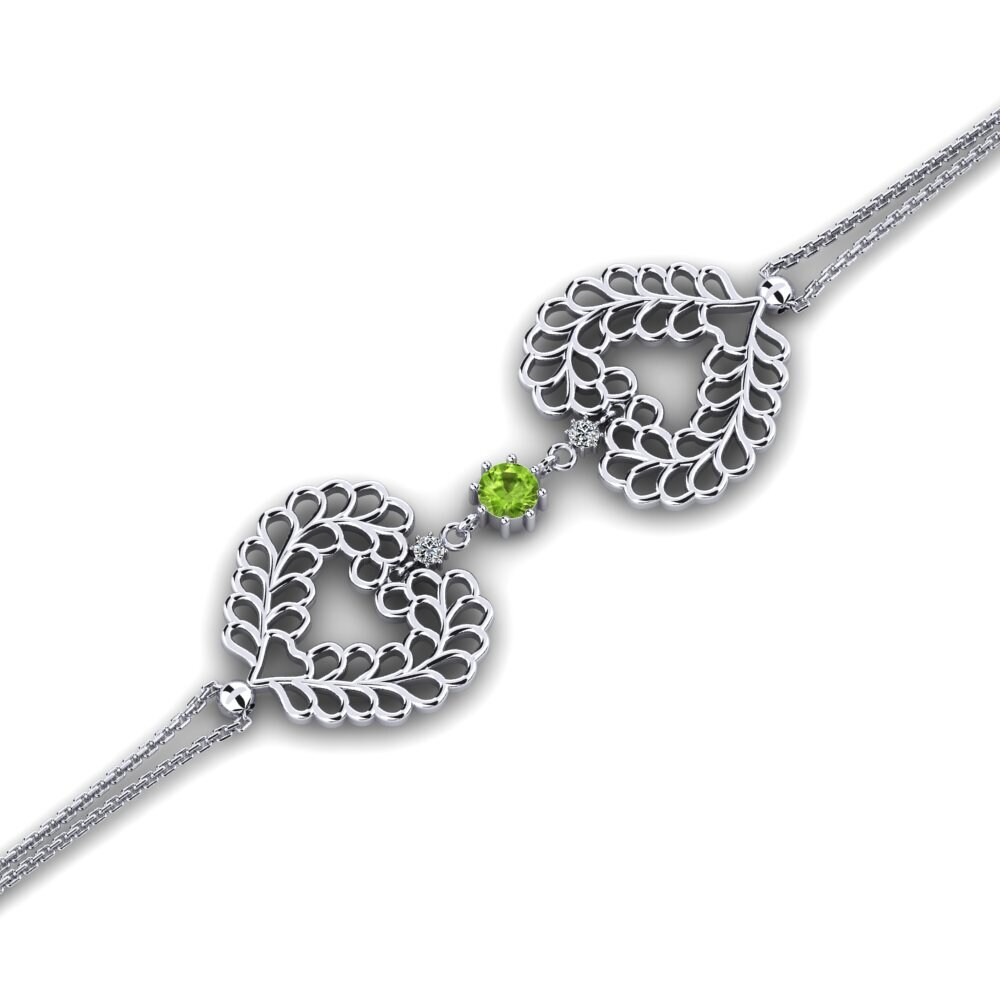 White Silver Peridot Women's Bracelet Kioga