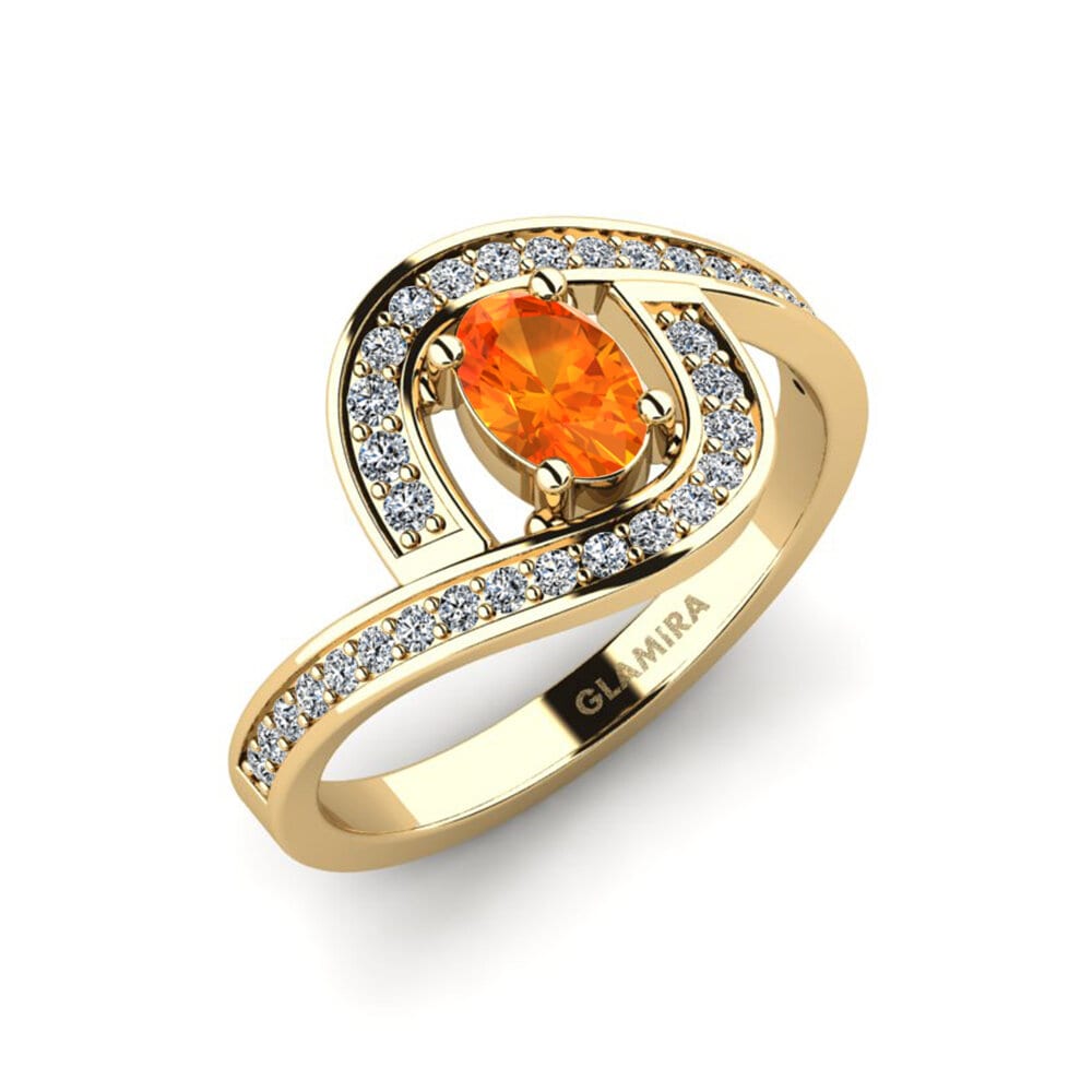 Oval Orange Sapphire Engagement Ring Kiscon