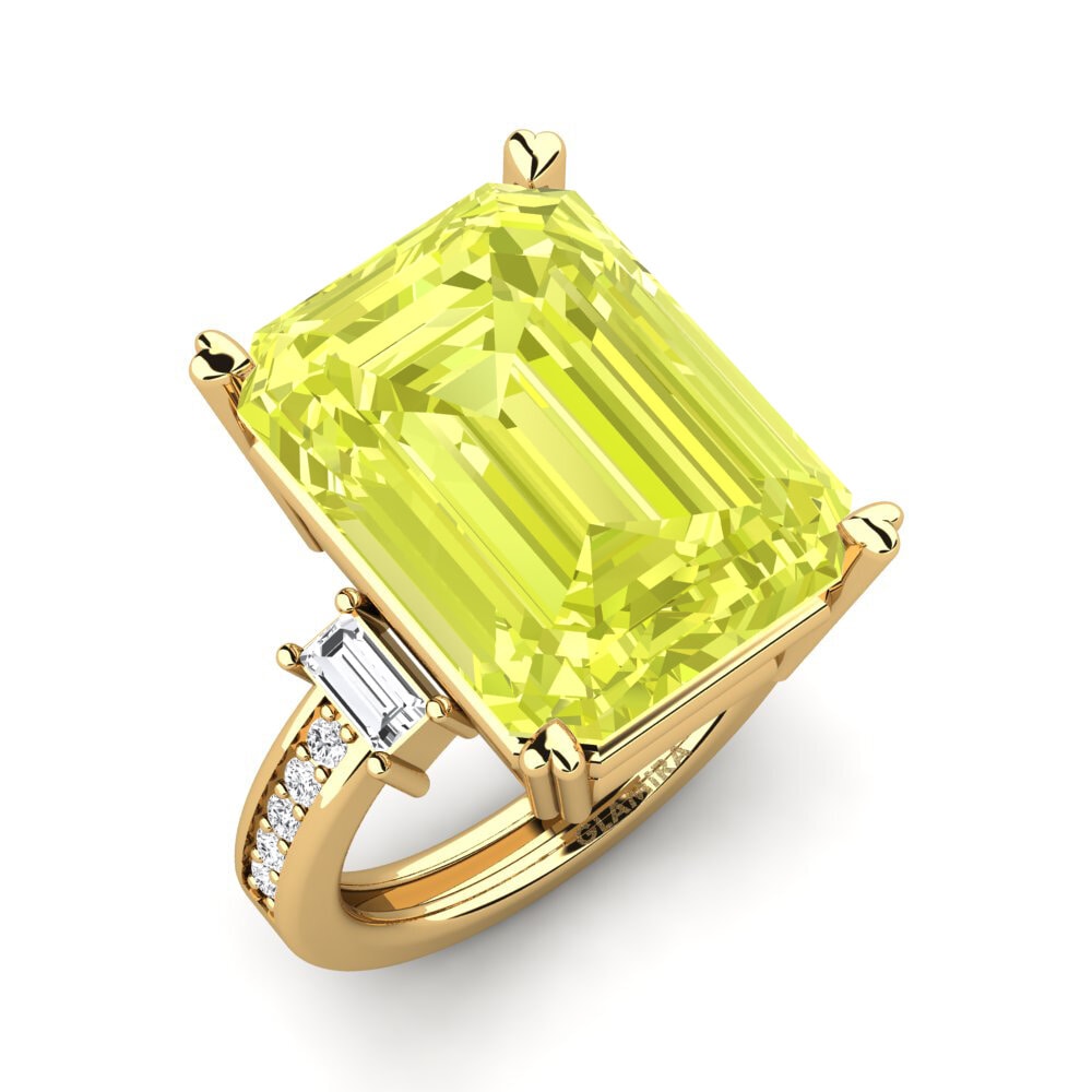 Or Jaune 14k Quartz Citron Bague Kitty