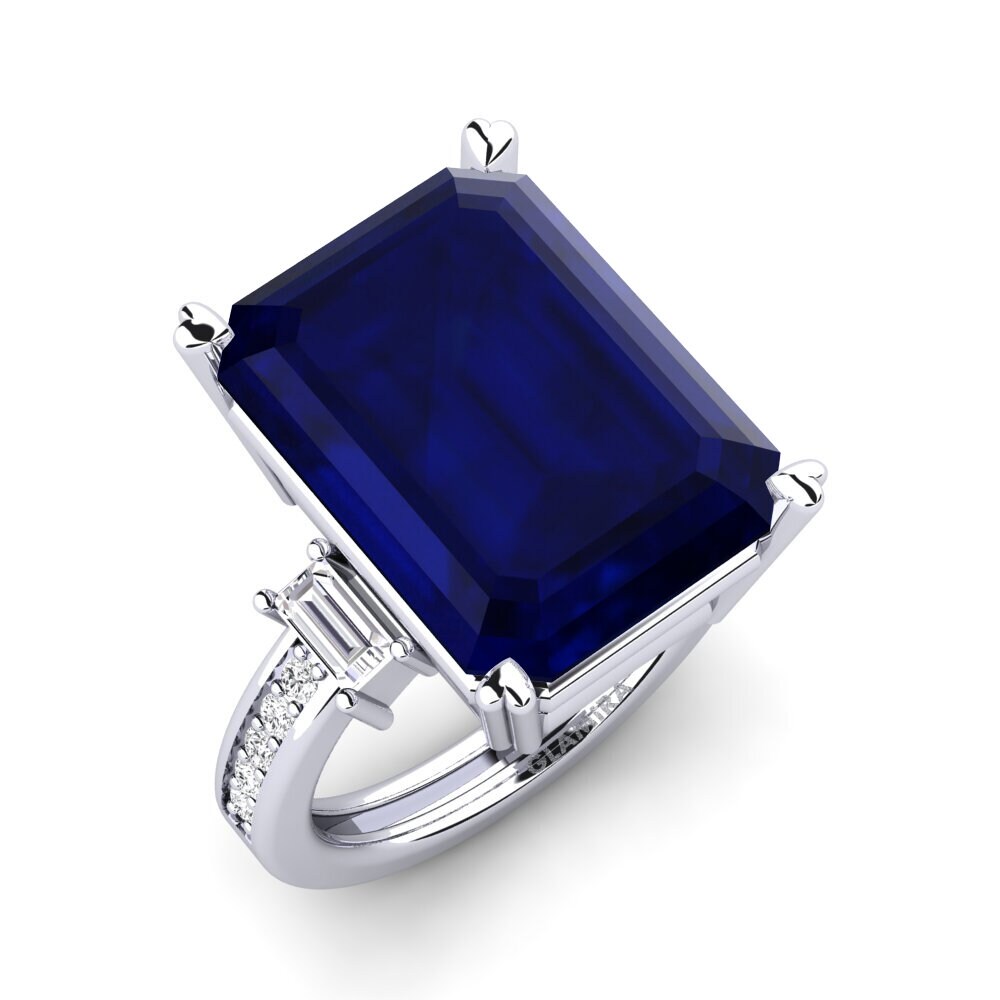 Bague Saphir Naturel Et Pierre De Lune Biwa - Argent 925, Imposante Et Unique