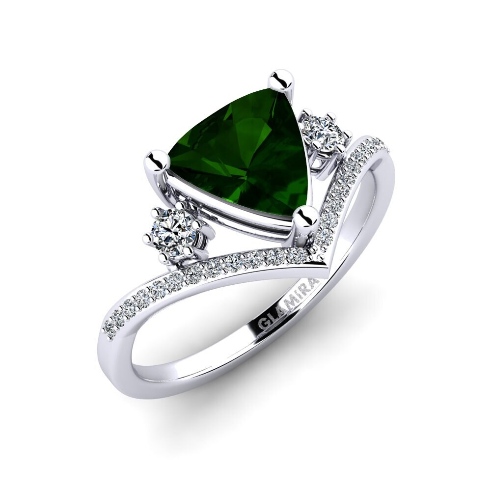 Trillion Green Tourmaline Engagement Ring Kiwanis