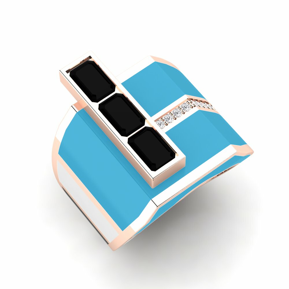 9k Rose Gold Black Onyx Ring Kjerlighet