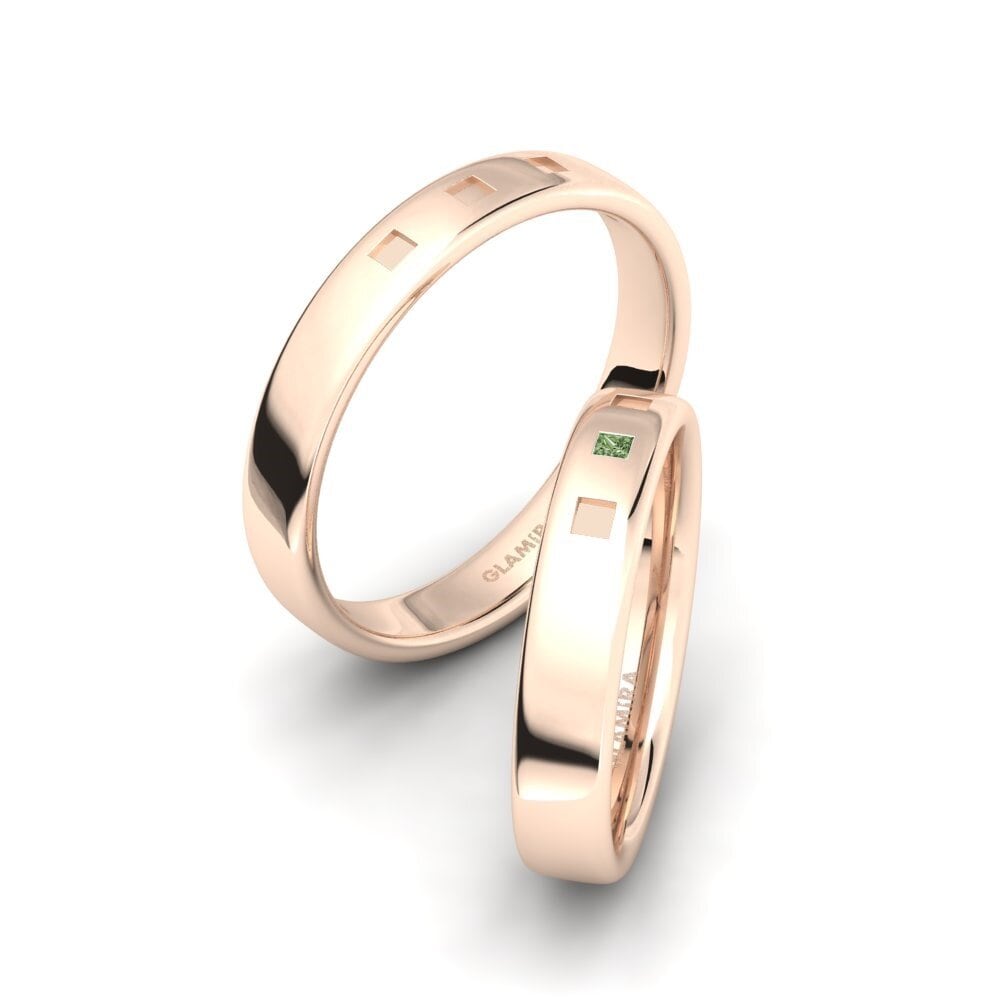 Rotgold 375 Grüner Diamant Ring Klamerces SET