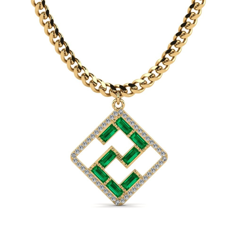 Baguette Green Zirconia Women's Necklace Koine