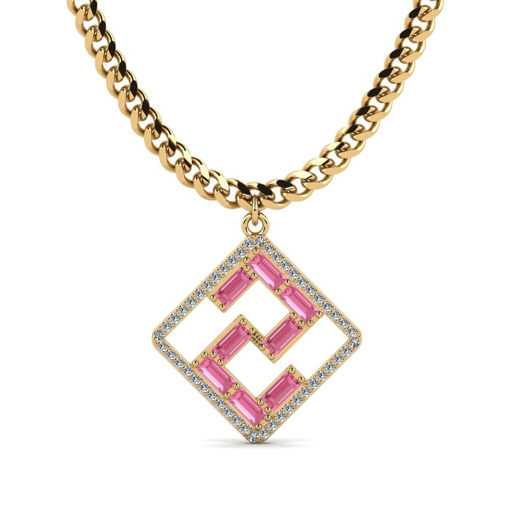 Baguette Pink Sapphire Women's Necklace Koine